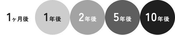 1ヶ月後／1年後／2年後／5年後／10年後